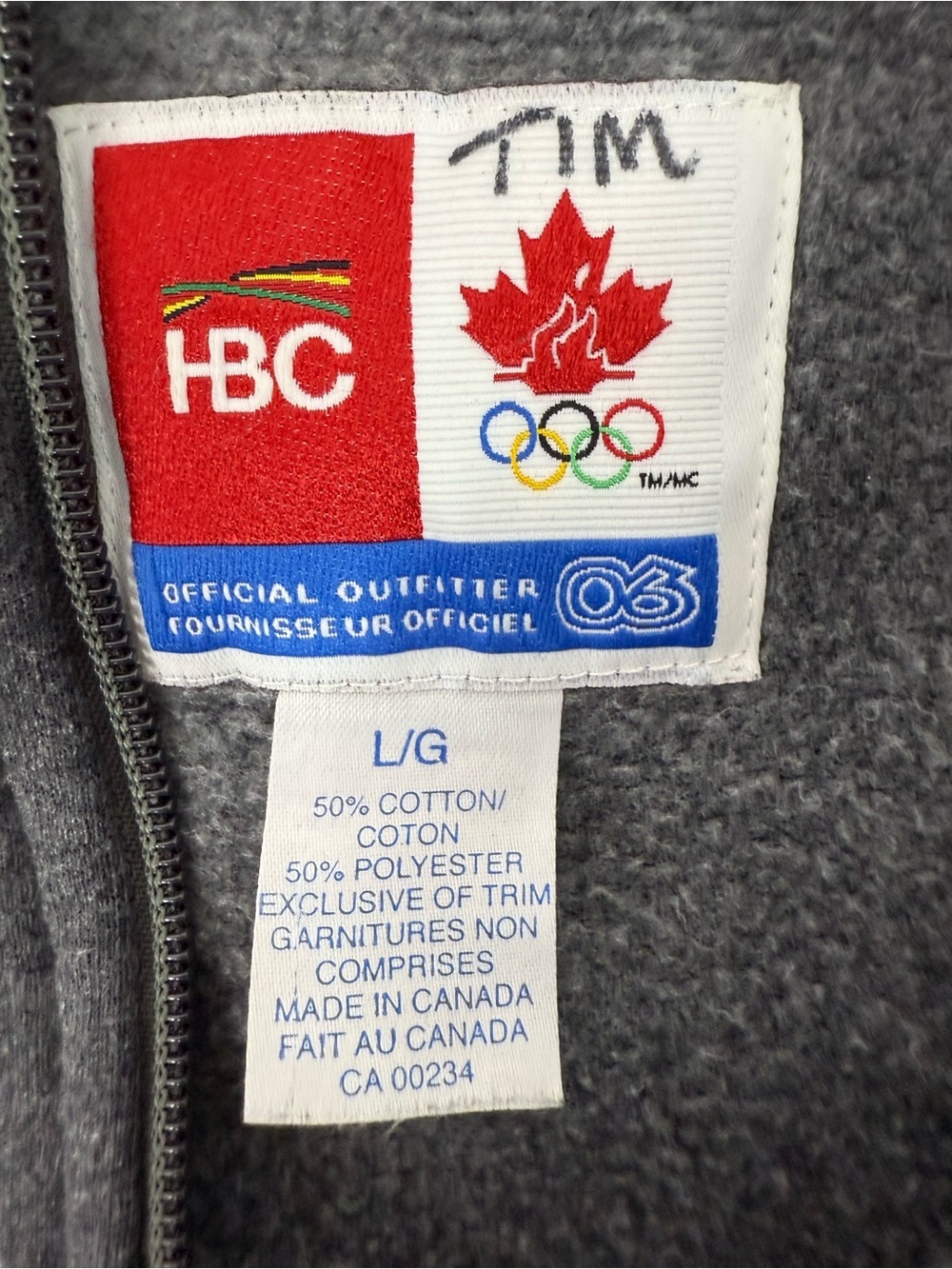 Hbc 2006 Canada Olympic team unisex Charcoal Quarter-Zip Pullover Sweater - IBC - Picture 9 of 11